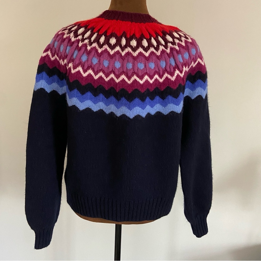 Joie Karenya Wool Blend Crewneck Women's Sweater XS Navy Multicolor - Picture 5 of 7